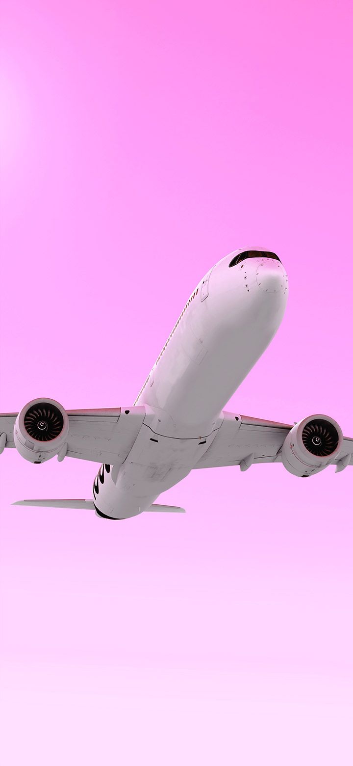 Cool Plane Flying Through Pink Sky 4K Phone Wallpaper