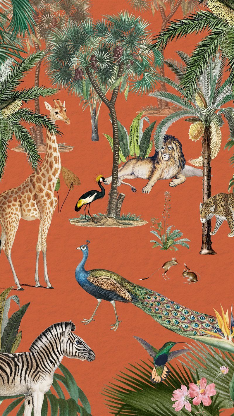 Tropical peacock pattern mobile wallpaper, premium photo illustration. - Jungle
