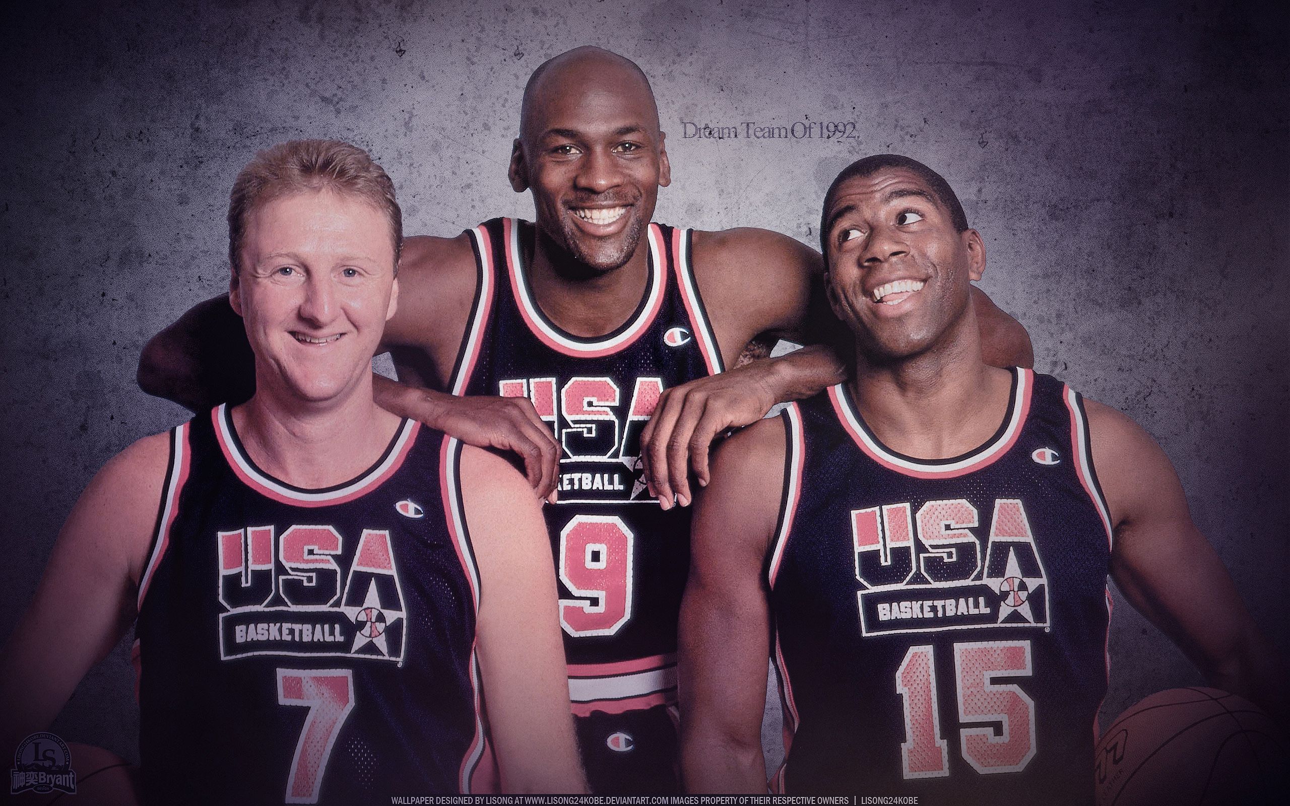 Larry Bird, Michael Jordan, and Magic Johnson on the 1992 Olympic Dream Team. - Michael Jordan