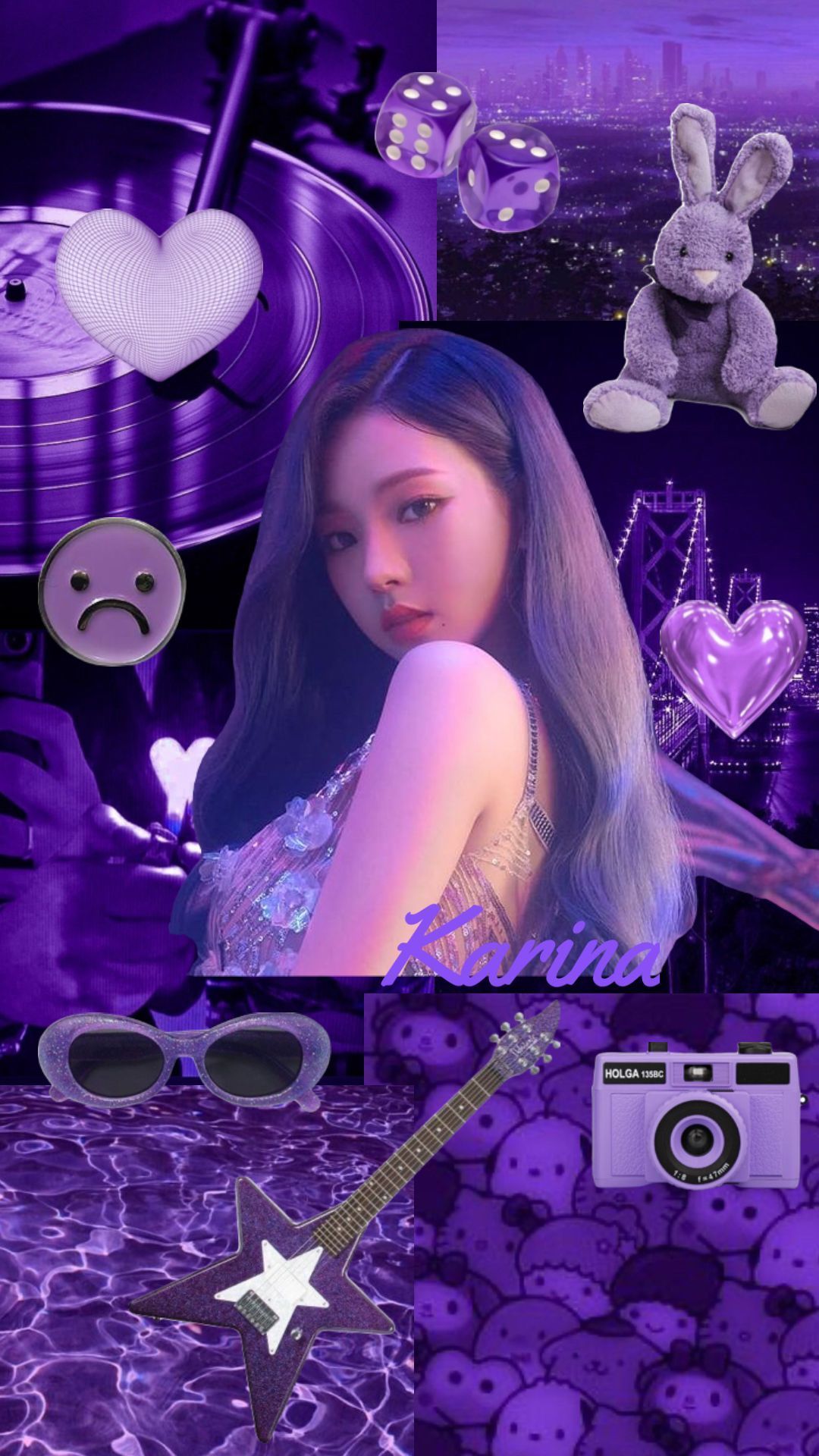 IPhone wallpaper of Rosé from BLACKPINK with purple and black aesthetic. - Aespa