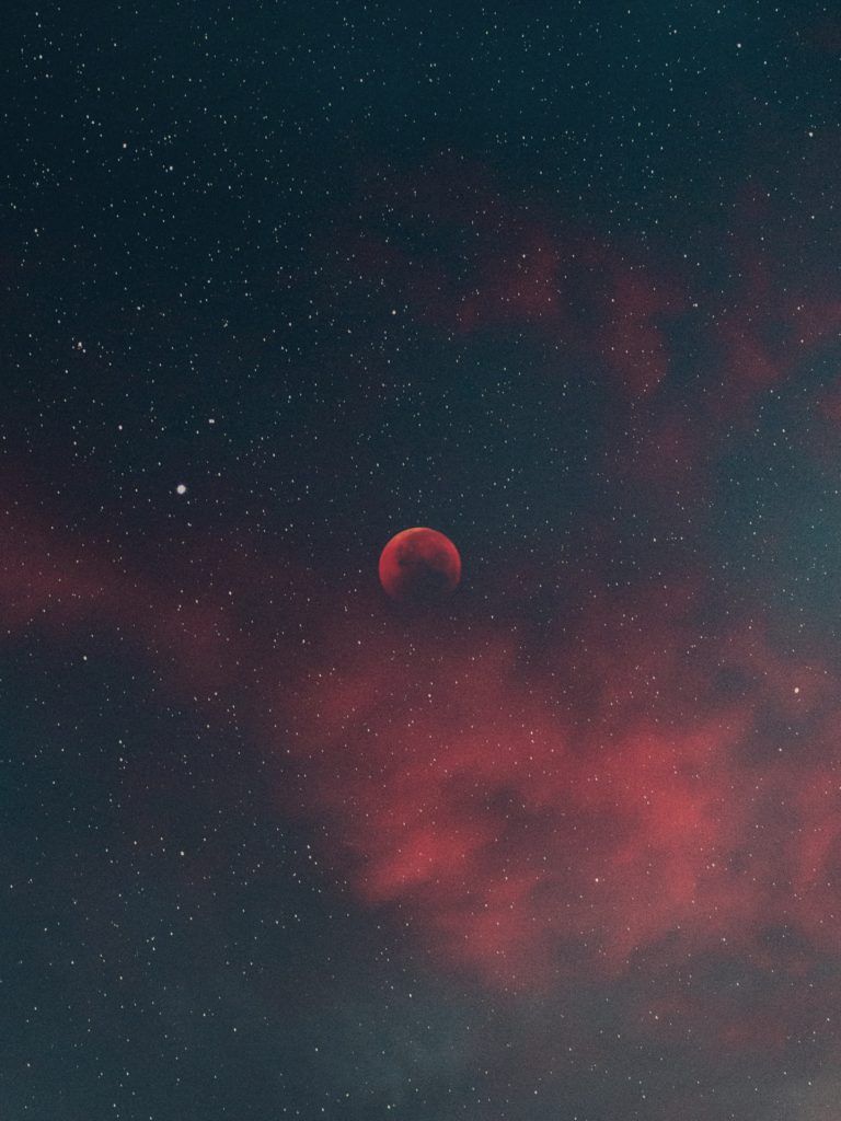 A red moon is in the sky - Space