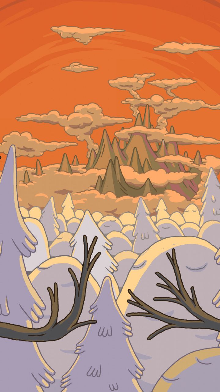 IPhone wallpaper of a landscape with mountains and trees - Adventure Time