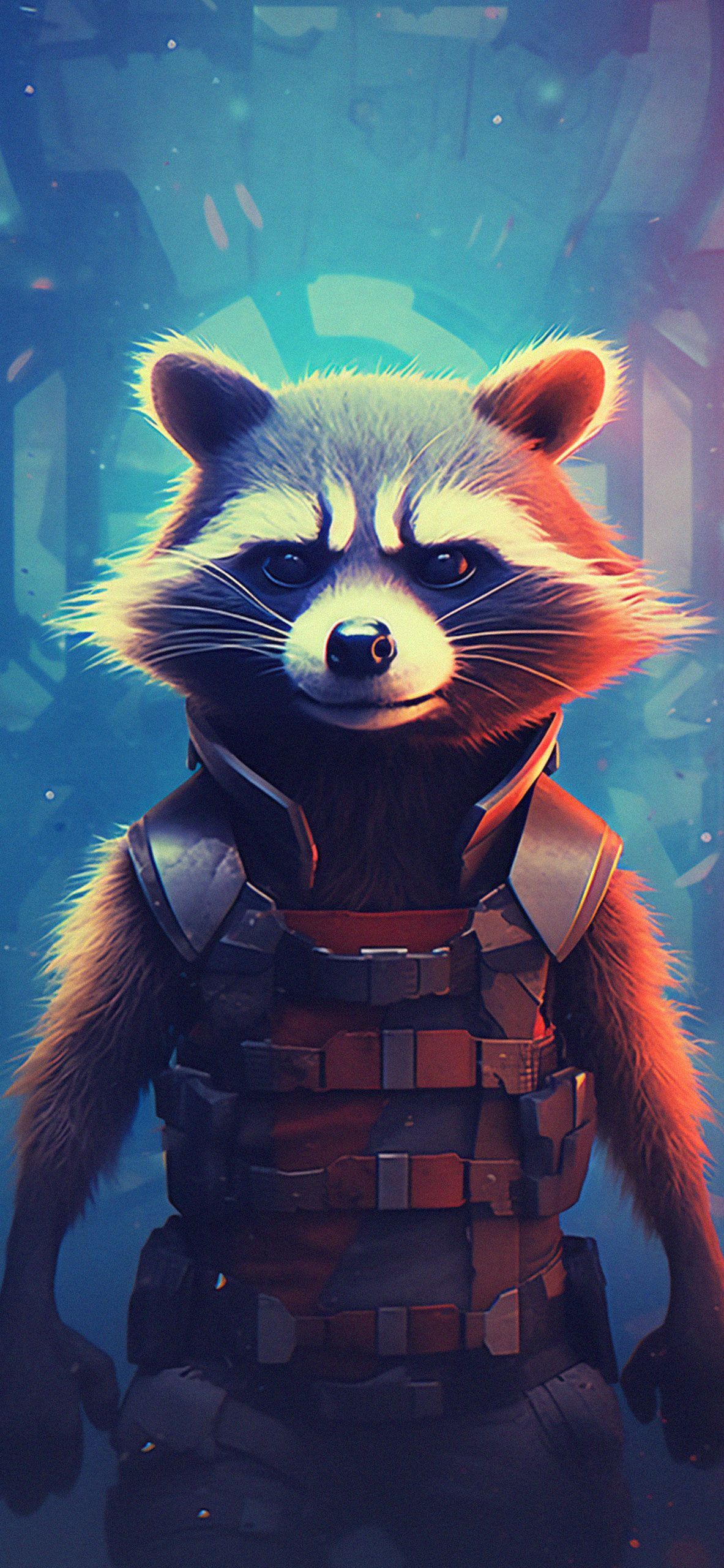 Rocket raccoon in a spacesuit in the background of the planet - Guardians of the Galaxy