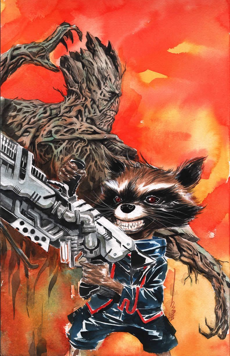 GUARDIANS OF THE GALAXY ROCKET RACOON & GROOT VARIANT COVER Art Community GALLERY OF COMIC ART