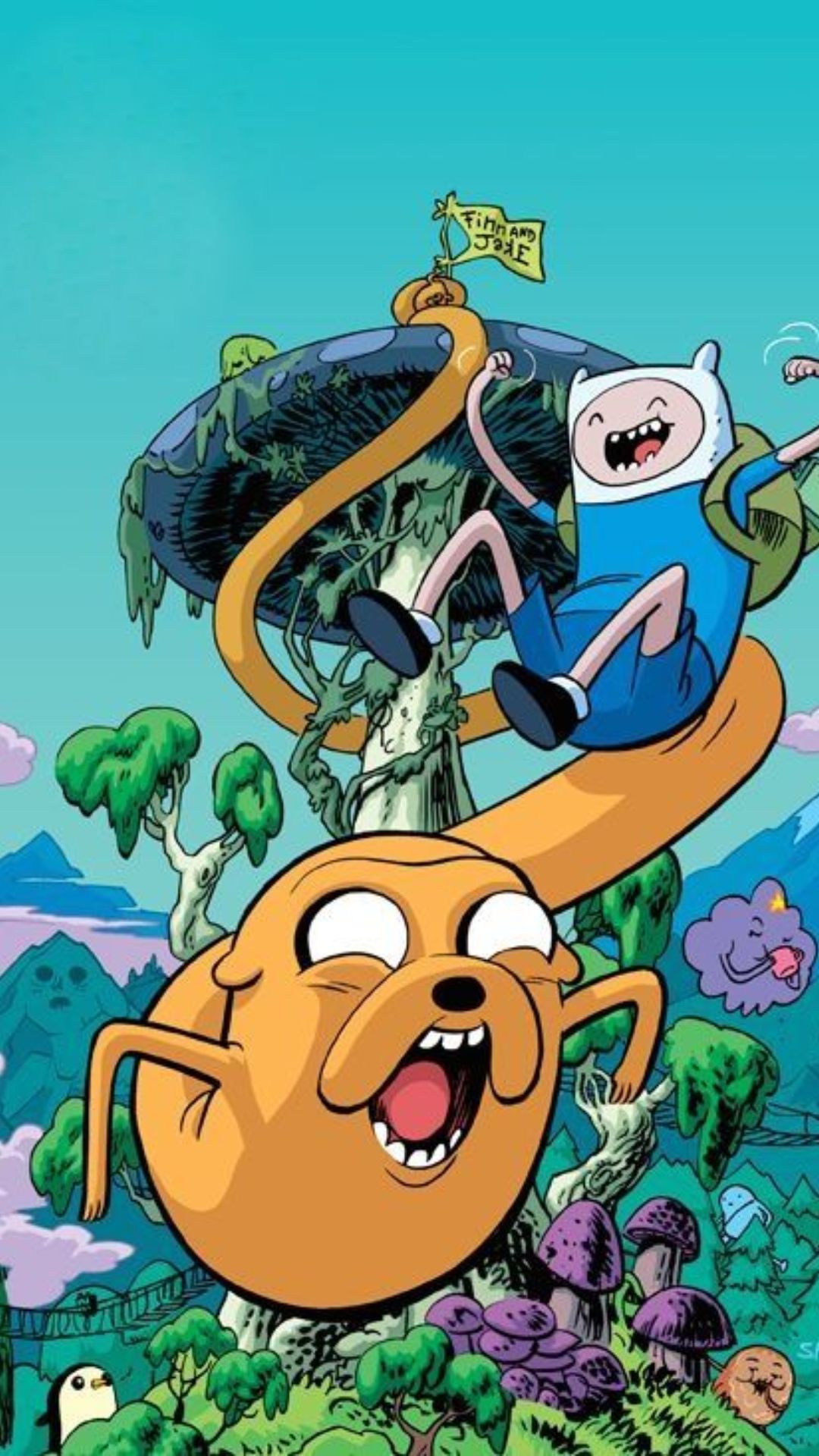 Adventure Time Jake and Finn wallpaper for iPhone with resolution 1080X1920 pixel. You can make this wallpaper for your iPhone 5, 6, 7, 8, X backgrounds, Mobile Screensaver, or iPad Lock Screen - Adventure Time
