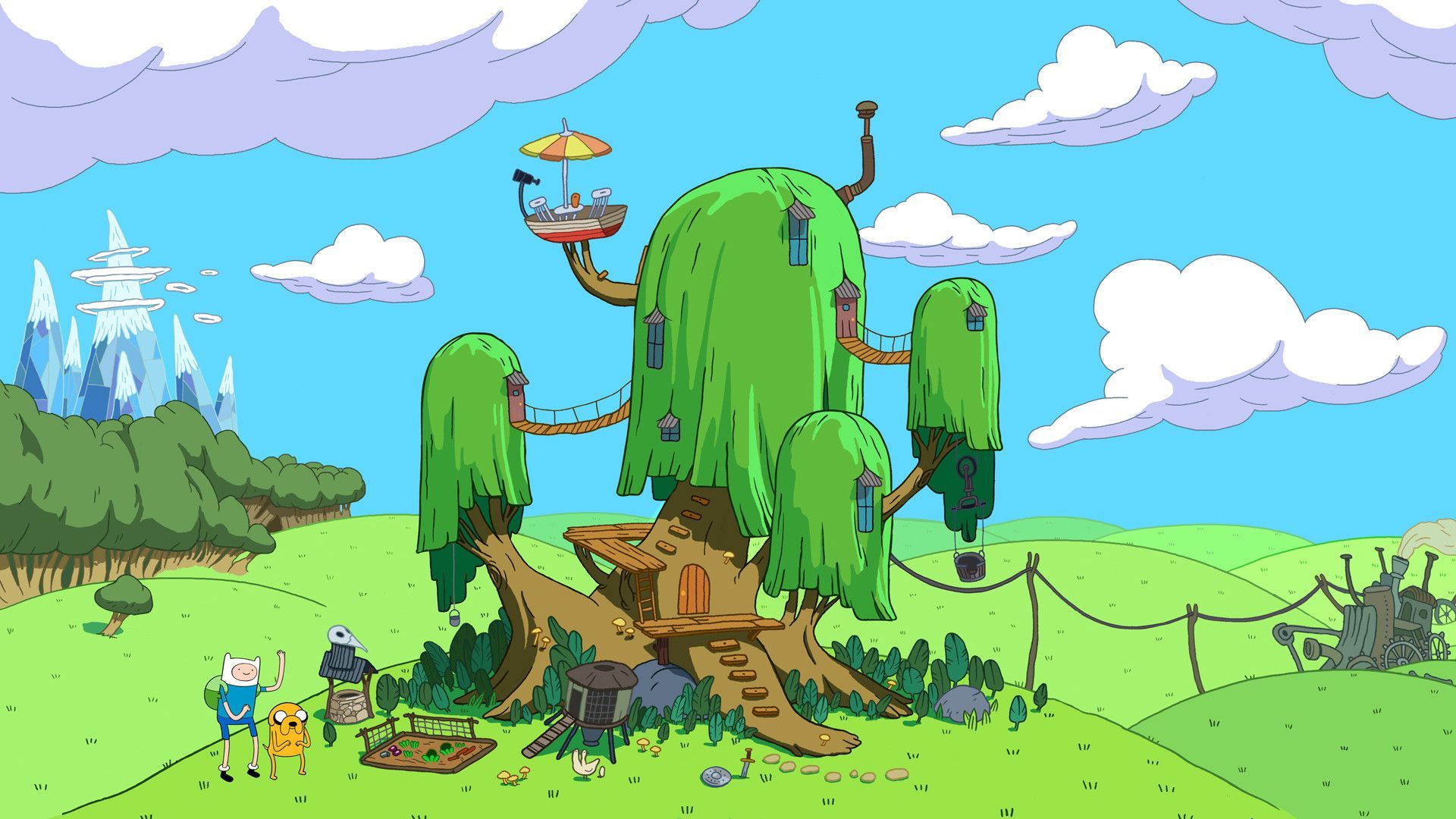 Finn and Jake live in a treehouse in Adventure Time. - Adventure Time