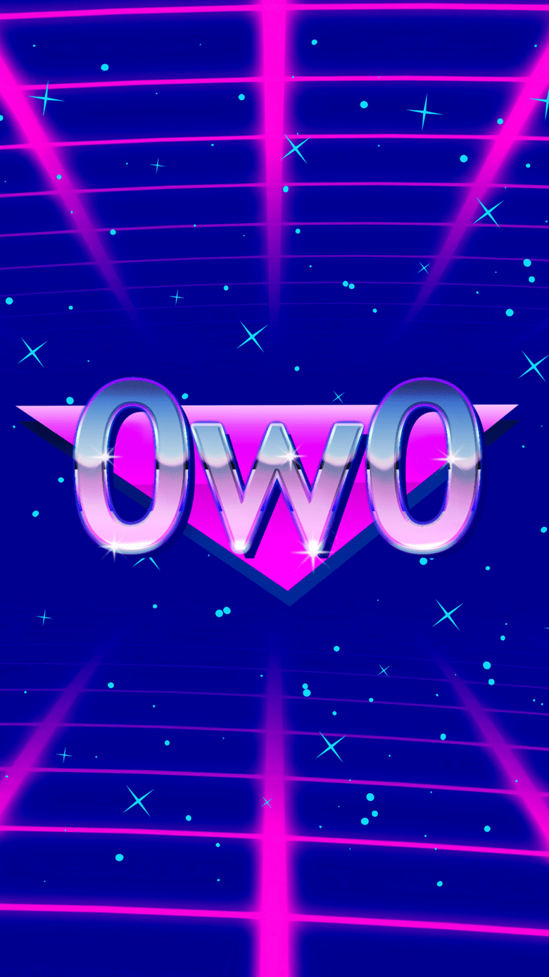 Chrome OwO on a Retrowave wallpaper background. - OwO