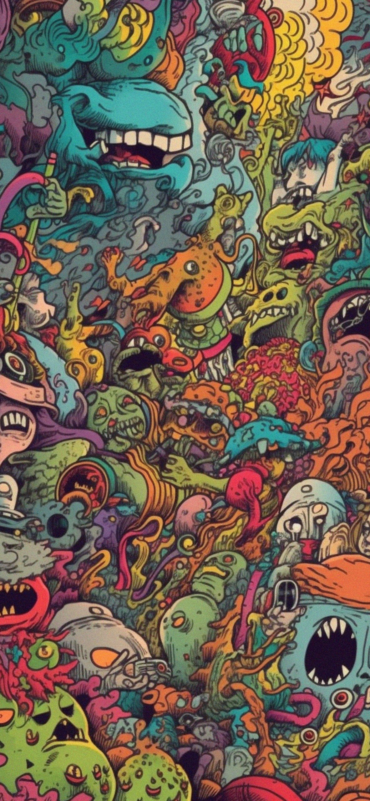 Trippy Monsters Wallpaper Aesthetic Wallpaper for iPhone