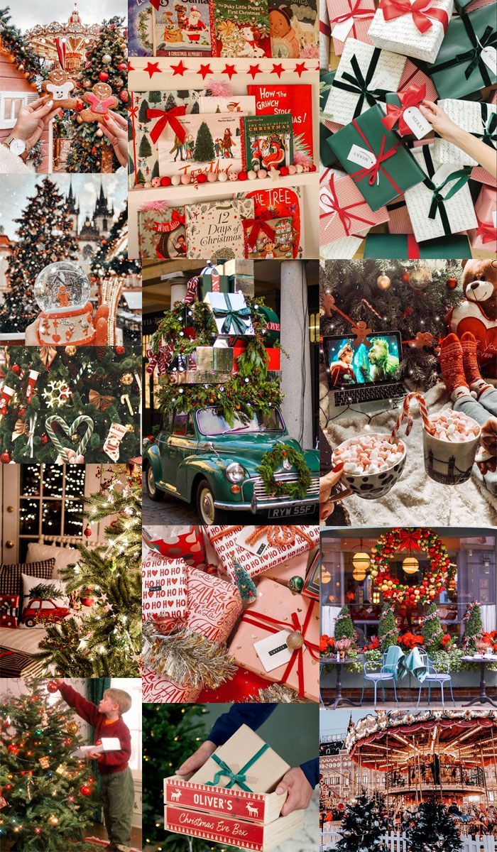 Christmas Collage Aesthetic Ideas : Green and Red