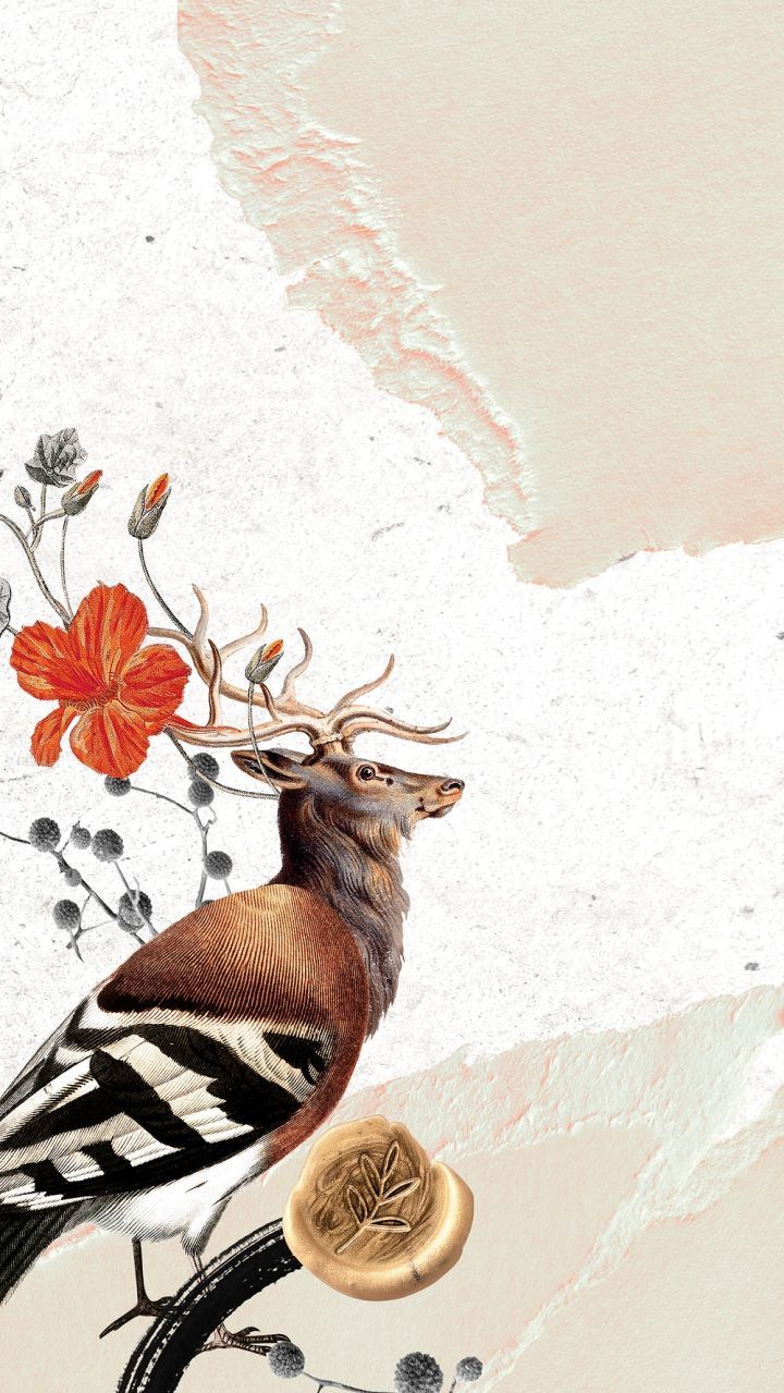 Free: Deer and bird iPhone wallpaper