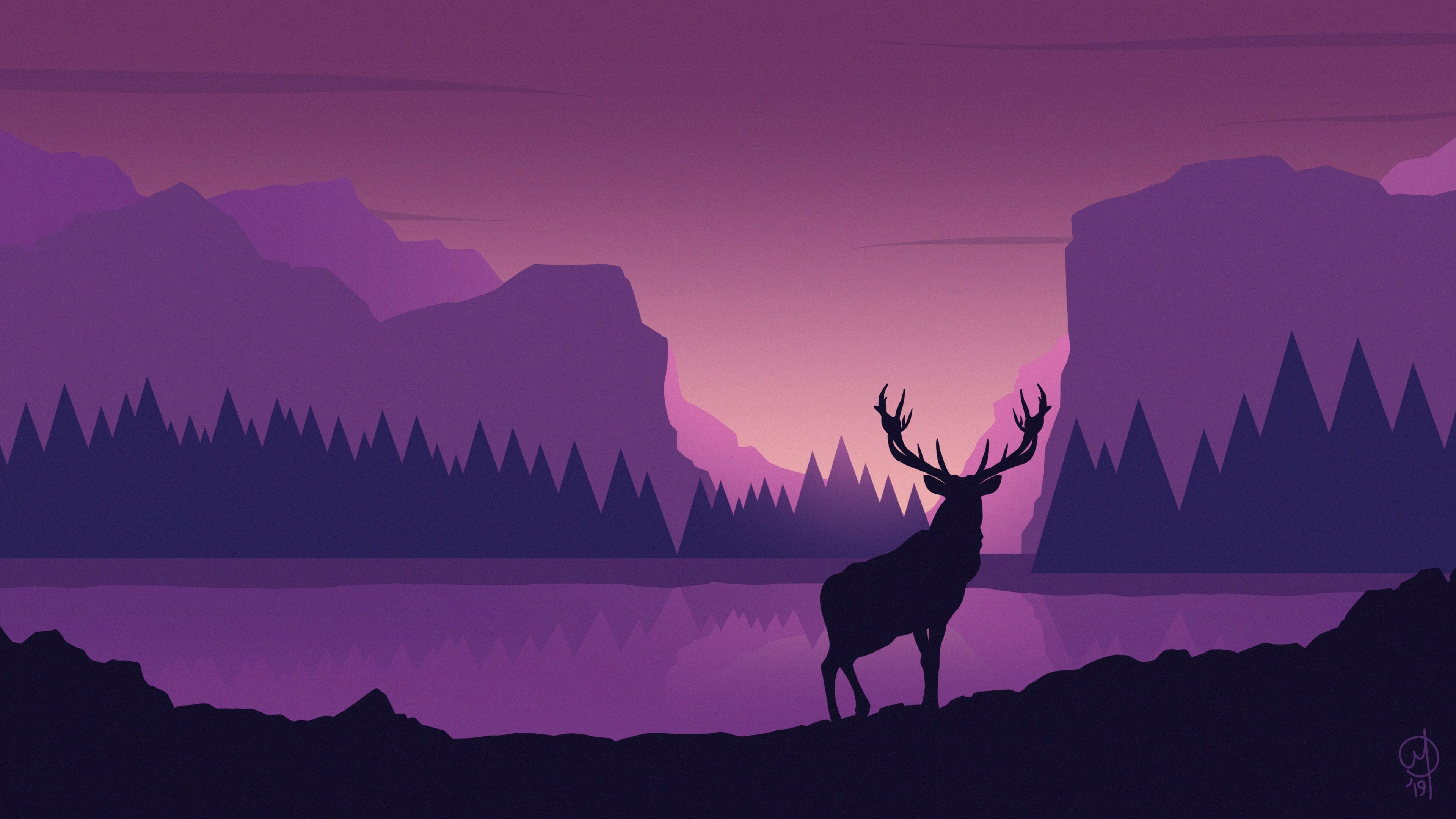 Deer Art 4K wallpaper