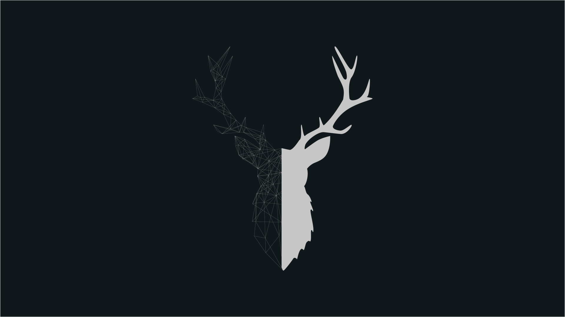 The deer head logo is a minimalist design that uses negative space to create an image of two antlers - Deer