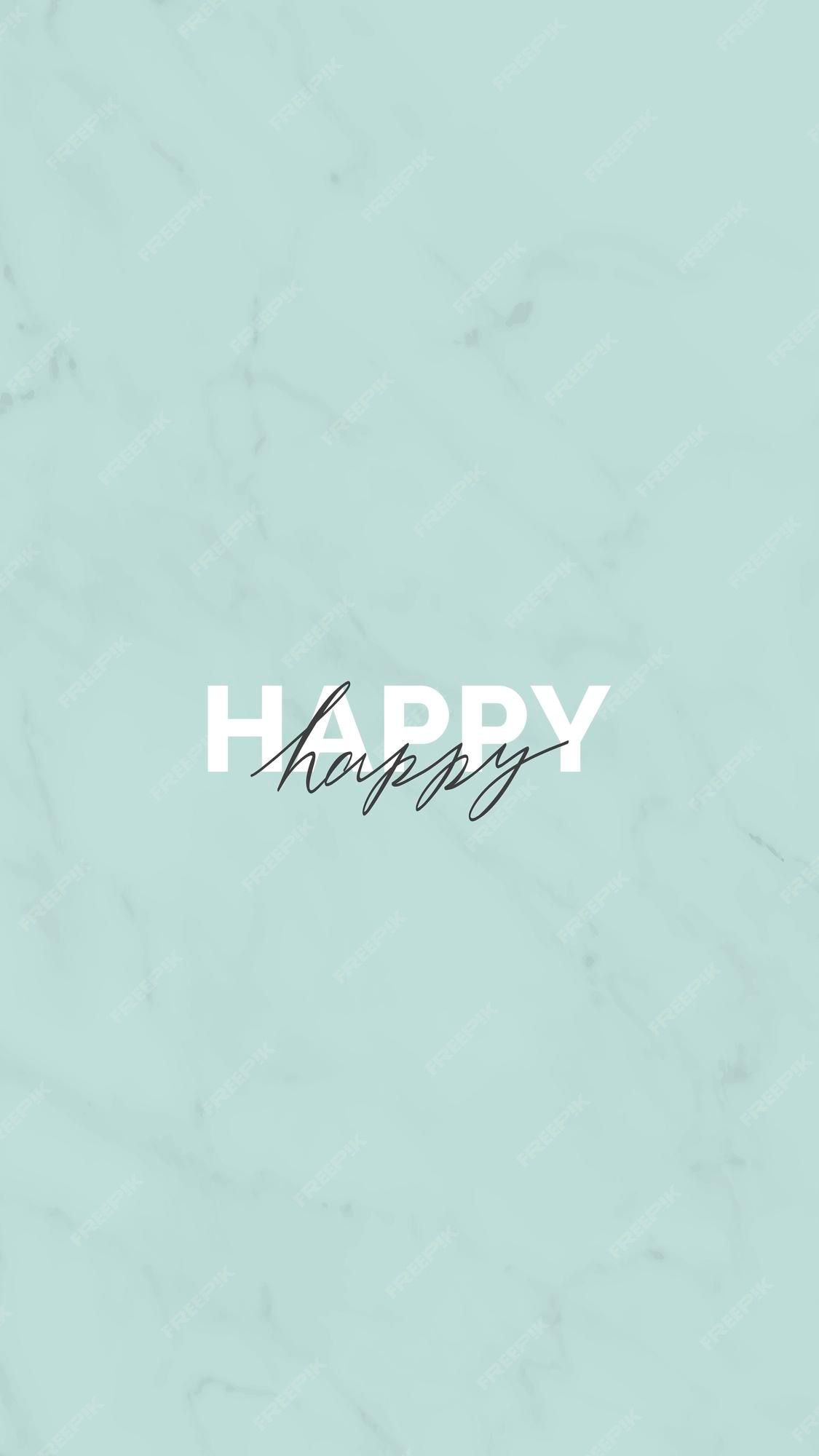 Free Vector. Happy typography on a green background mobile wallpaper vector