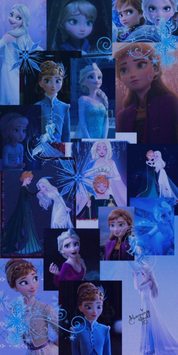 A collage of frozen characters and their names - Elsa