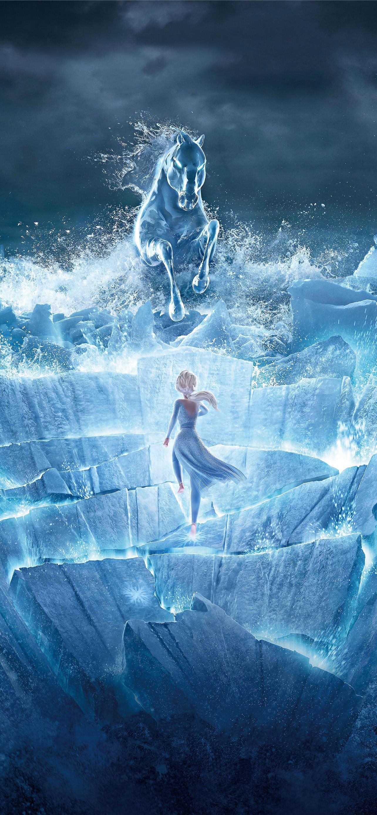 A girl is standing on top of an iceberg - Elsa