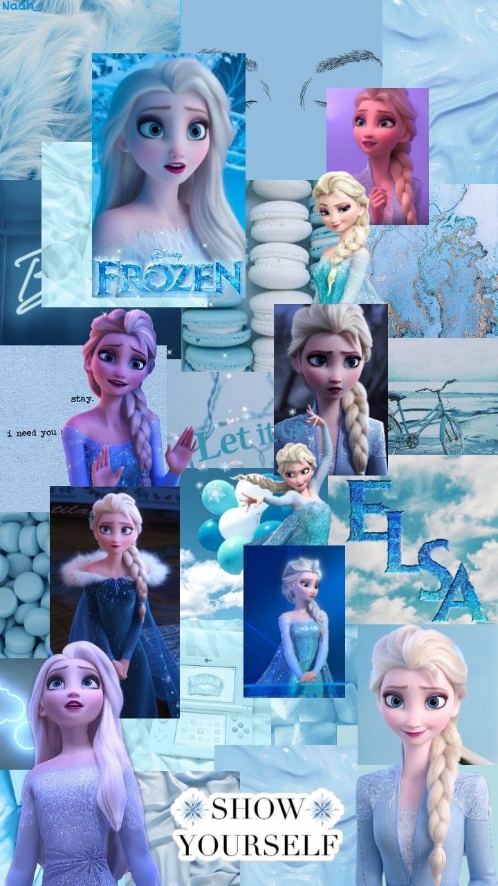 A collage of frozen characters with the words show yourself - Elsa