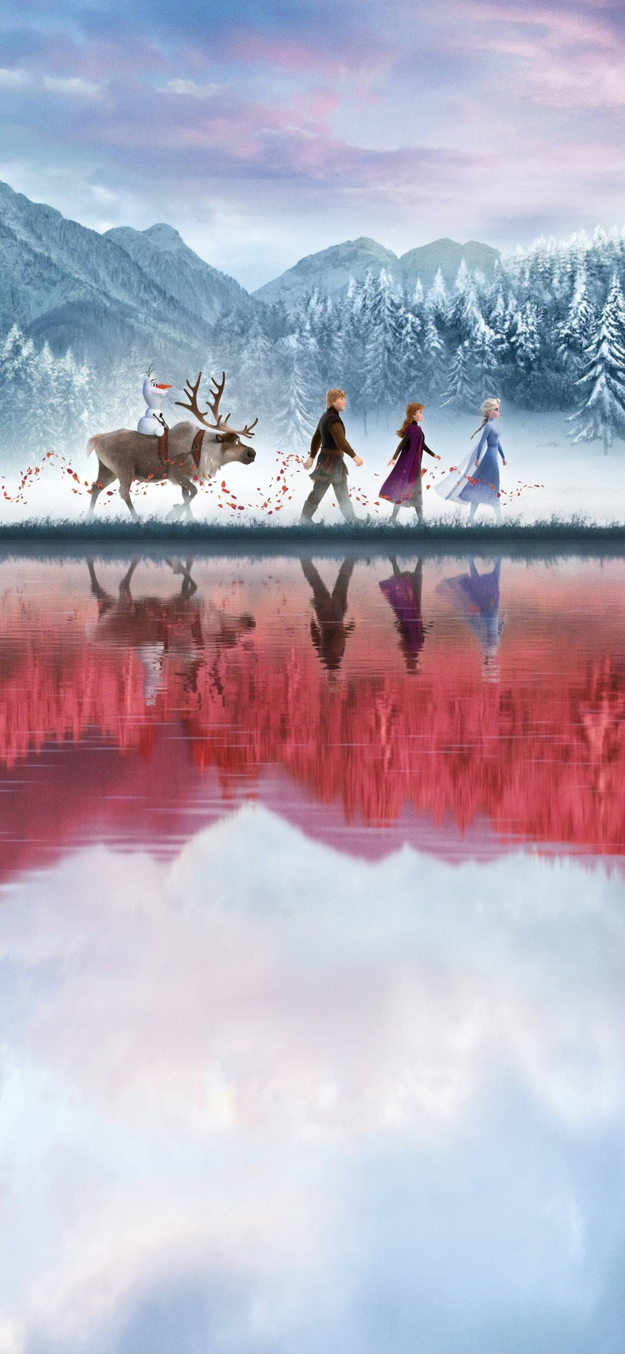 Frozen 2 wallpaper with Anna, Elsa, and friends walking in the snow - Elsa