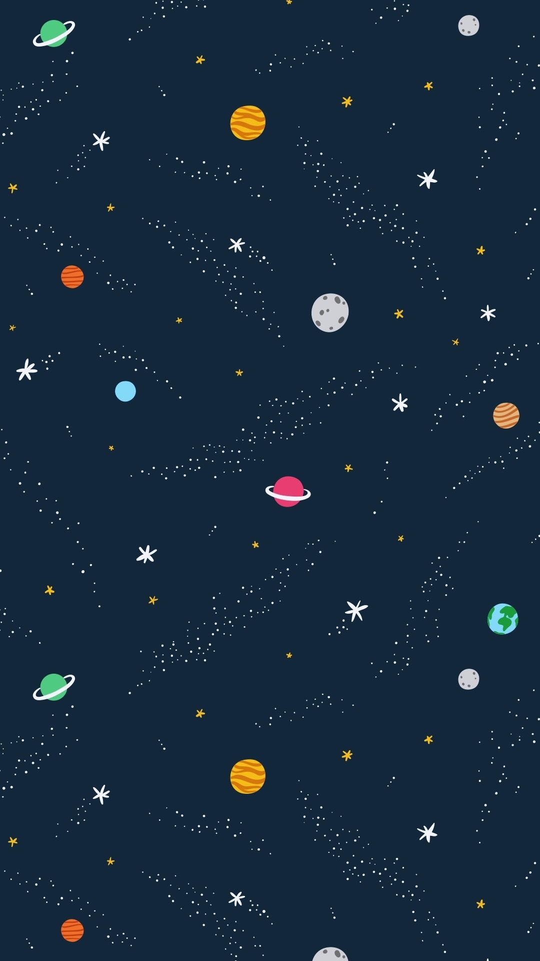 IPhone wallpaper of a space pattern with stars and planets - Space, planet, pretty