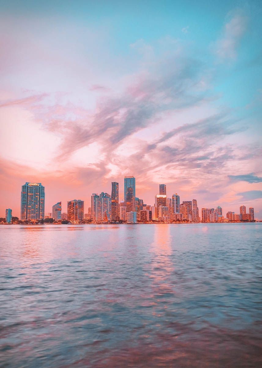 A city skyline at sunset with clouds - Florida