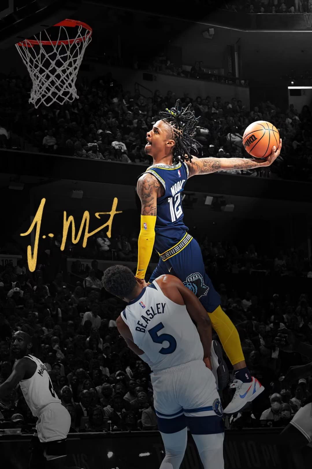 BNZWAA Ja Morant Canvas posters for room aesthetic unframed 12x18 Inch Basketball Decor Bedroom Canvas Wall Poster Signature Motivational Poster