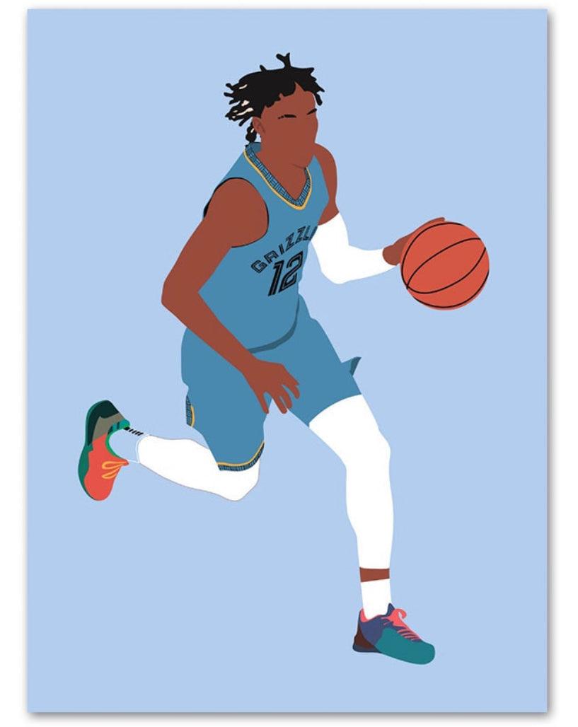 Ja Morant Grizzlies NBA Wall Art Faceless Minimalist Poster