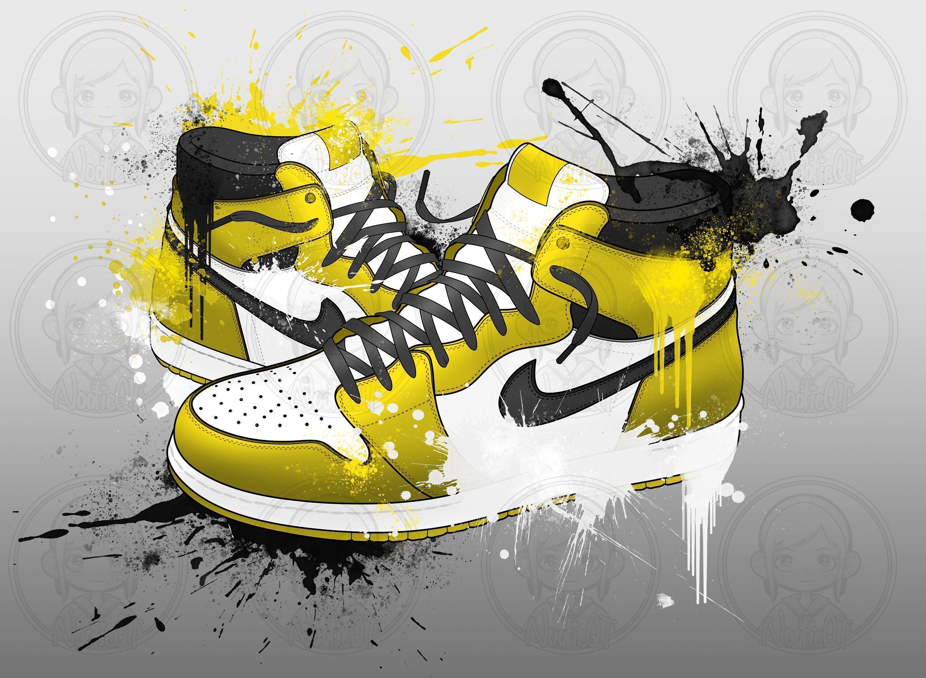 Spray Yellow Sneaker Png Splatter Paint Sneakers Sublimation