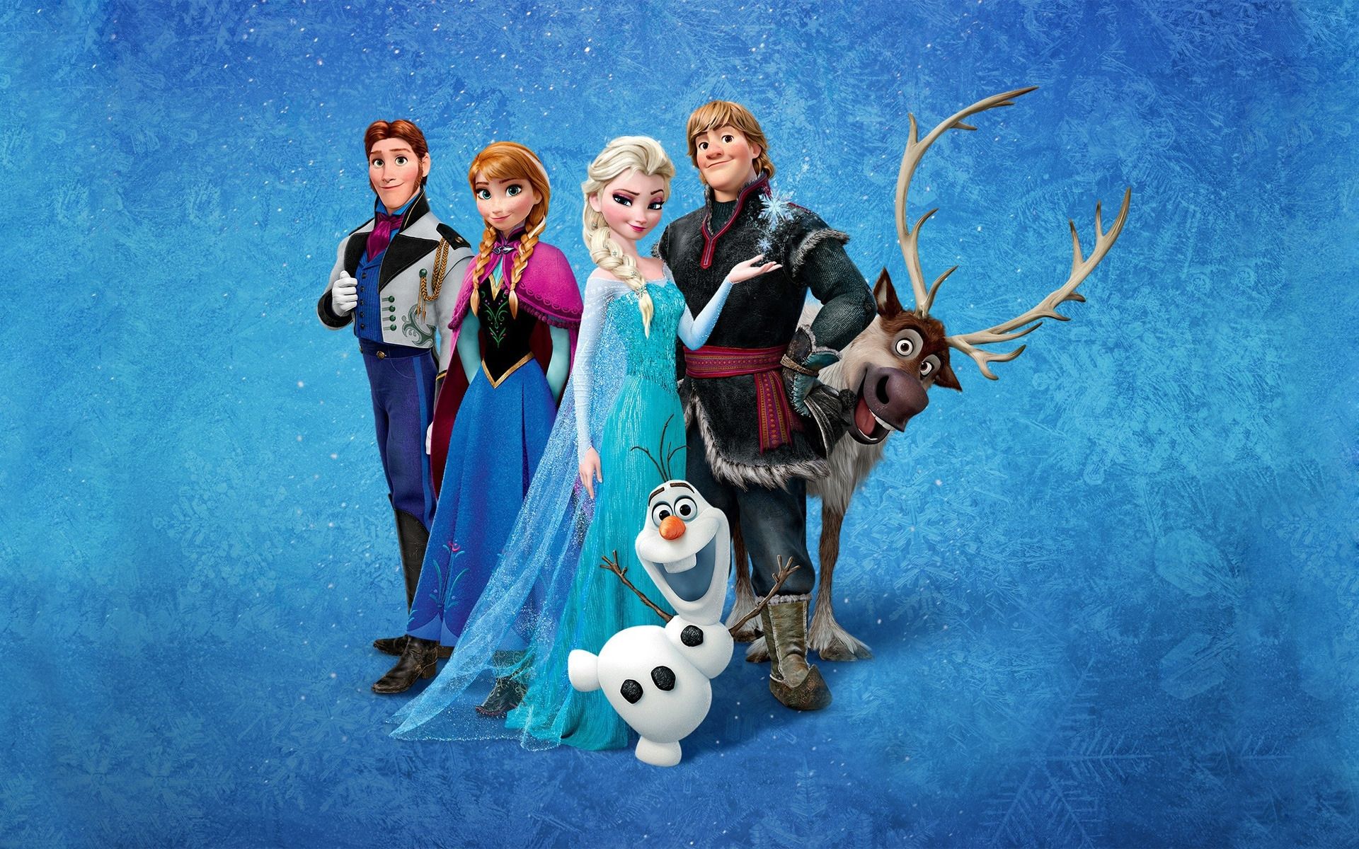 A group of frozen characters standing together - Elsa