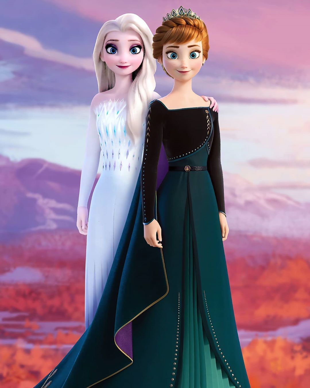 Two women dressed in frozen costumes standing together - Elsa