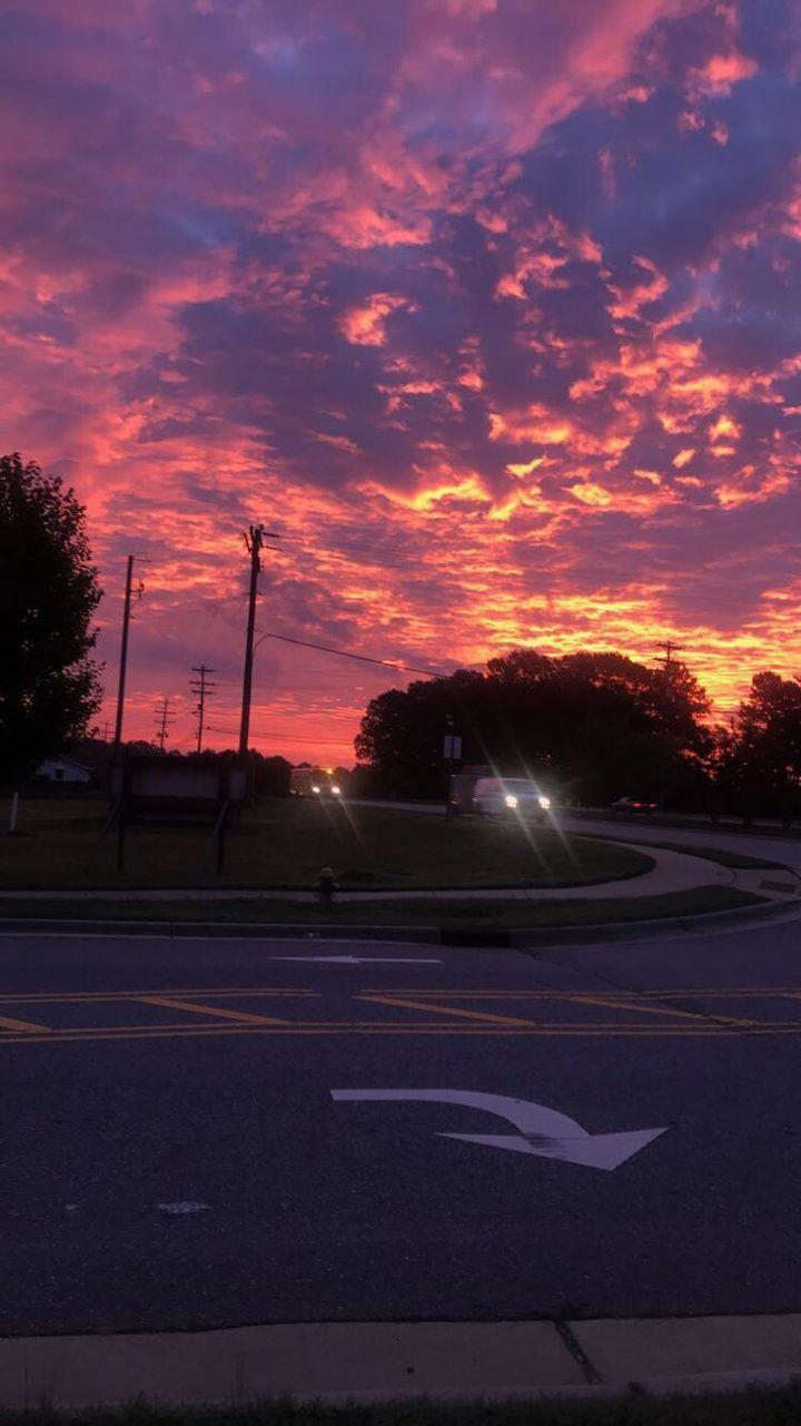 A red sunset over the road - Florida