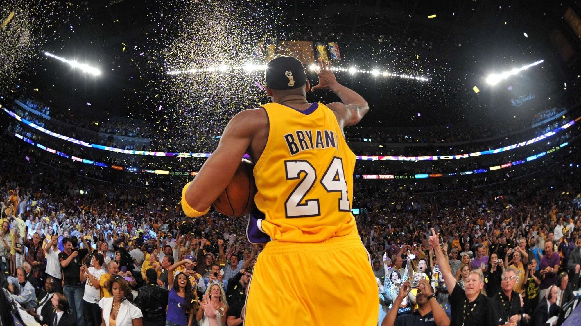 Kobe Bryant celebrates after winning the 2009 NBA championship. - Kobe Bryant
