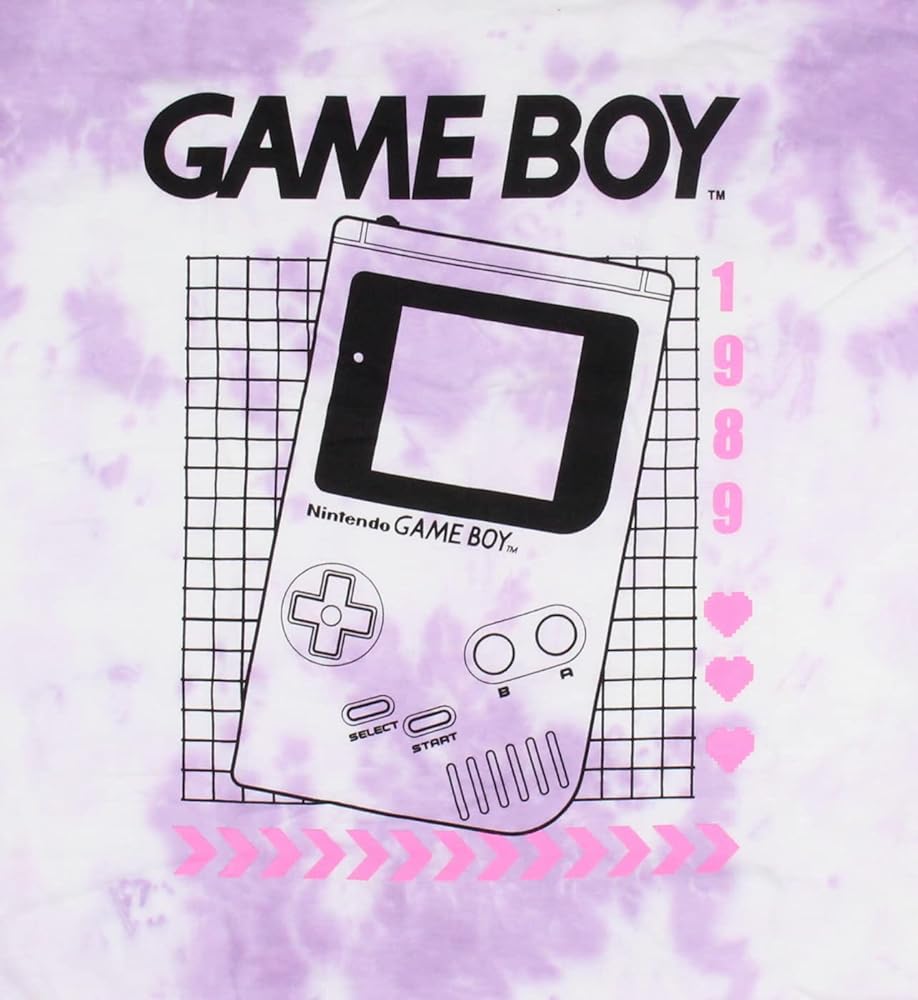 A purple tie-dyed t-shirt with a Game Boy on it - Game Boy