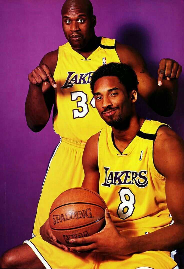 Shaquille O'Neal and Kobe Bryant of the Los Angeles Lakers pose for a portrait in 2004. - Kobe Bryant