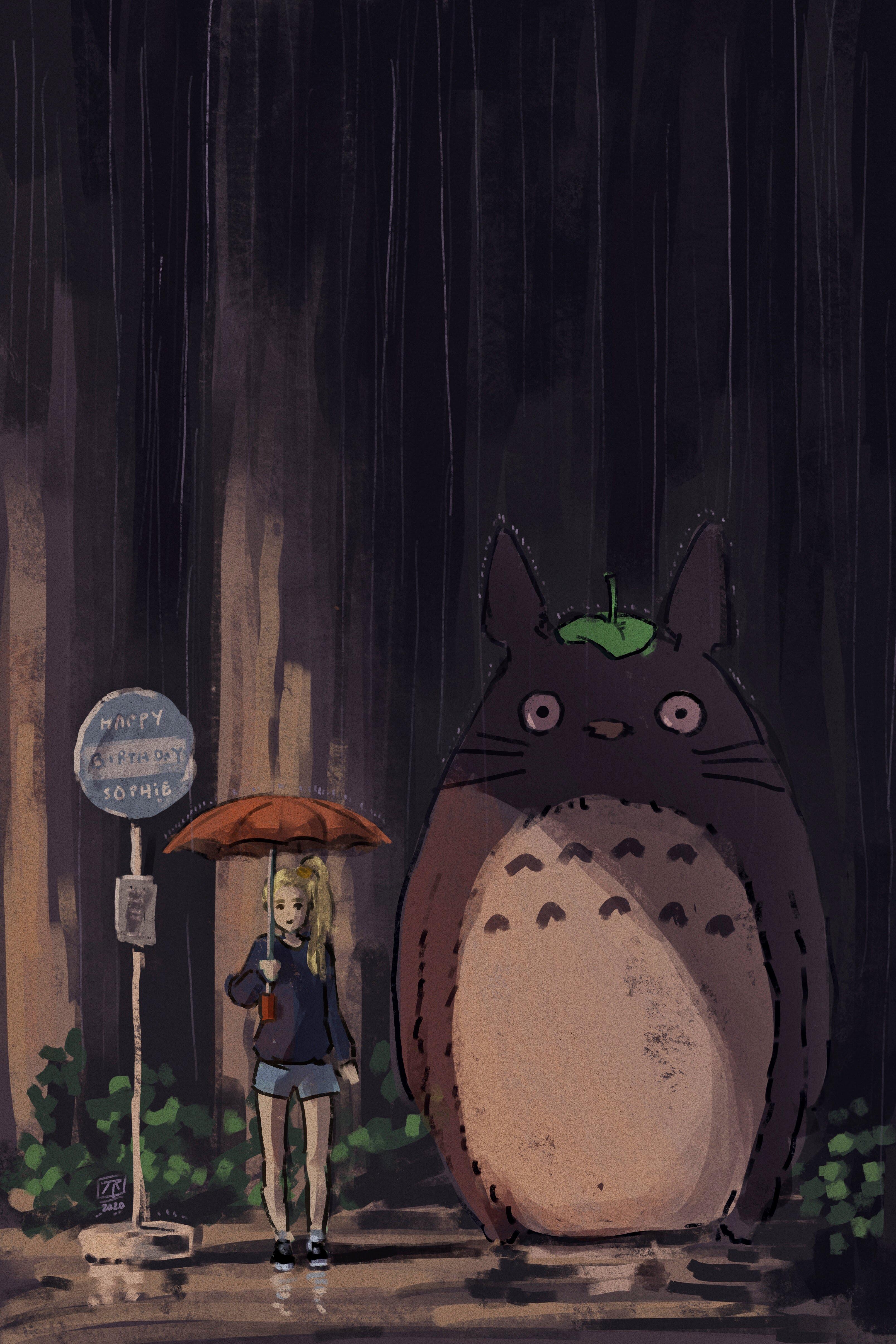 Birthday Totoro painting I made for a friend!