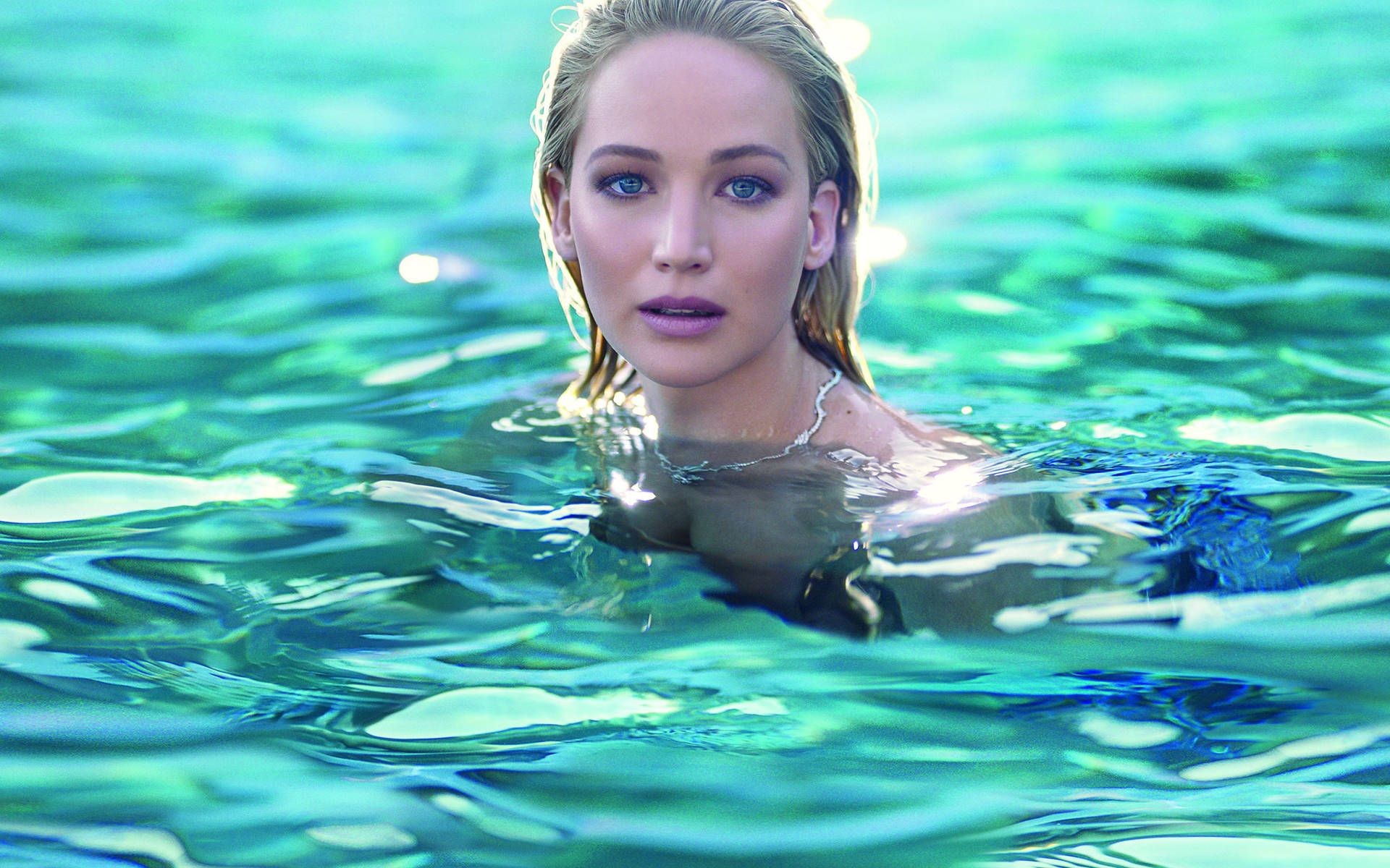 Download Jennifer Lawrence Turquoise Blue Water Wallpaper