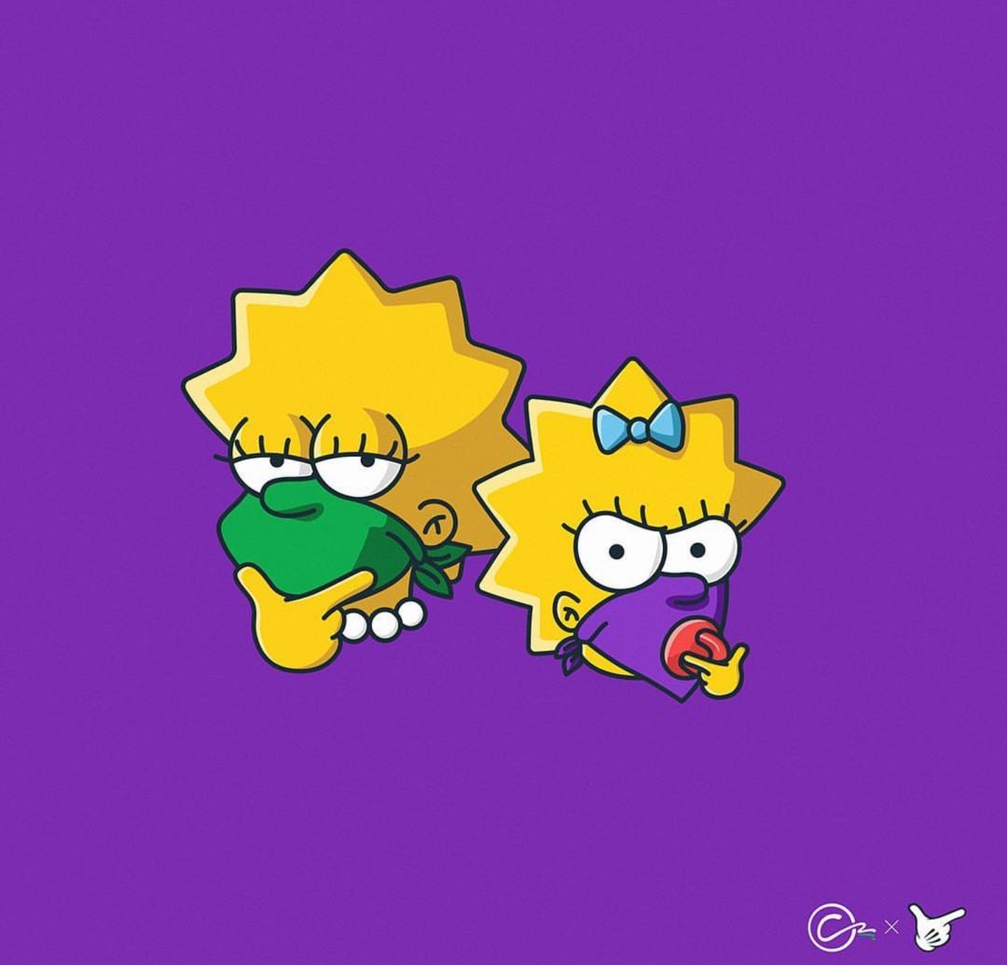 Lisa and Maggie Simpson with their fingers in their mouths - Maggie Simpson, Lisa Simpson