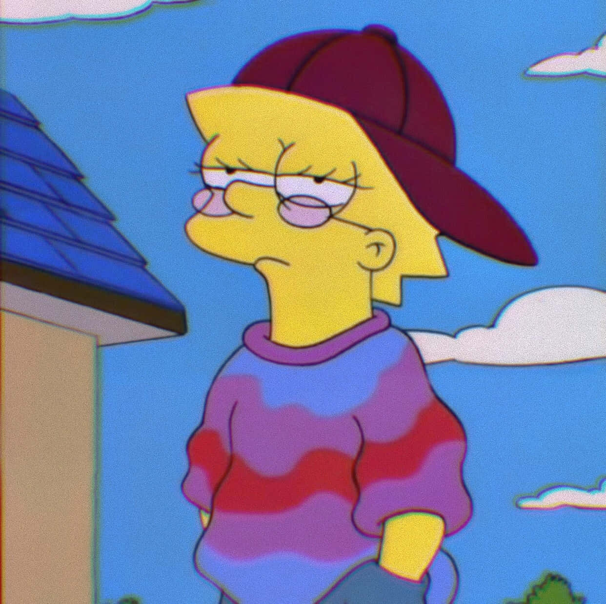 The simpsons character in a hat and sunglasses - Lisa Simpson