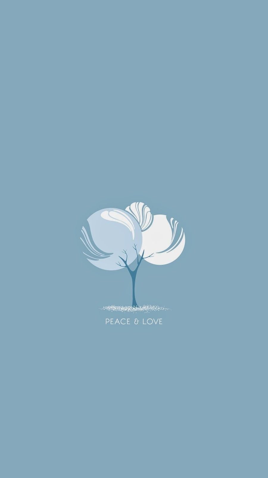 IPhone wallpaper with a tree and the words Peace and Love - Peace