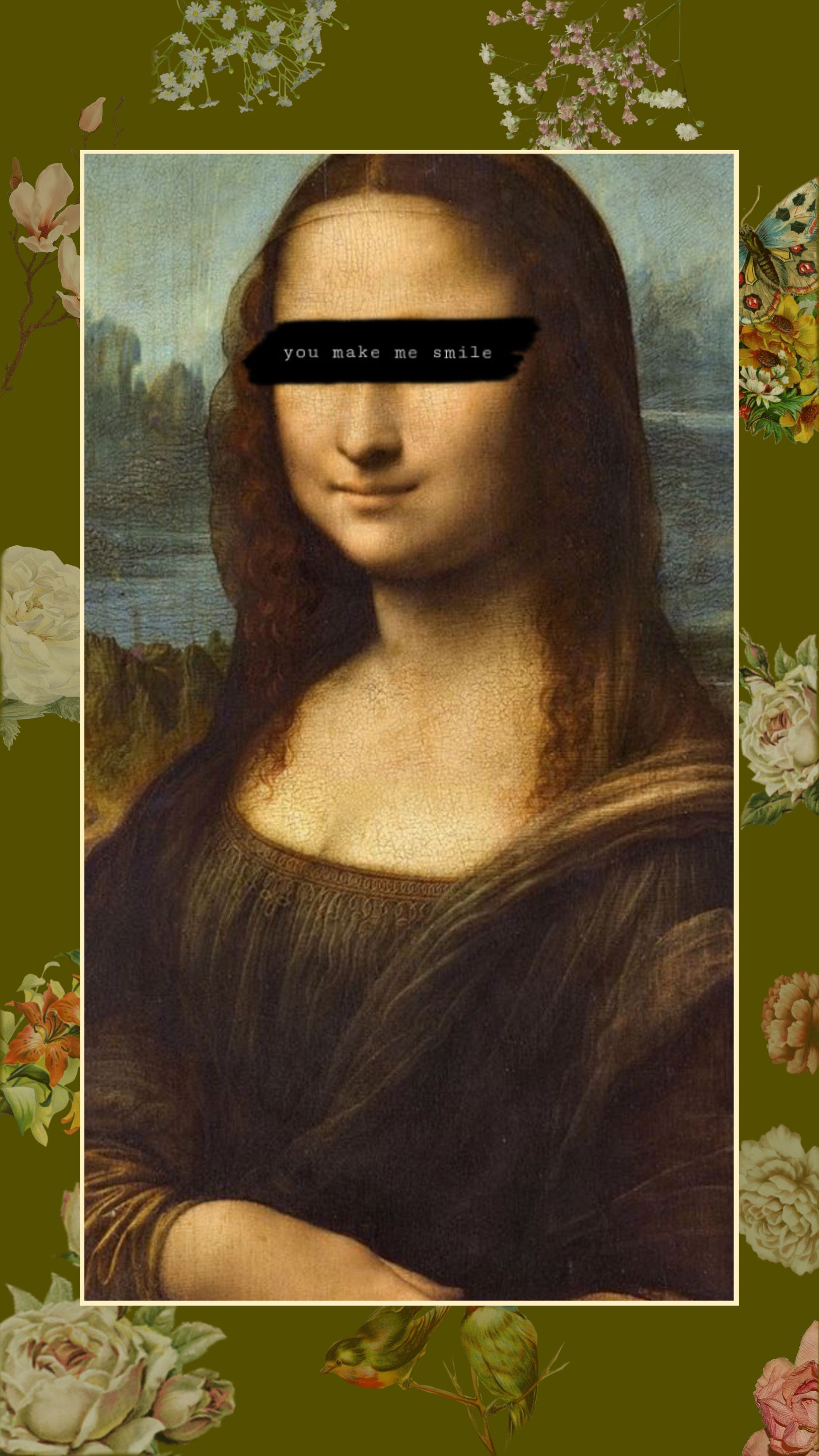 A picture of the mona lisa with flowers - Mona Lisa