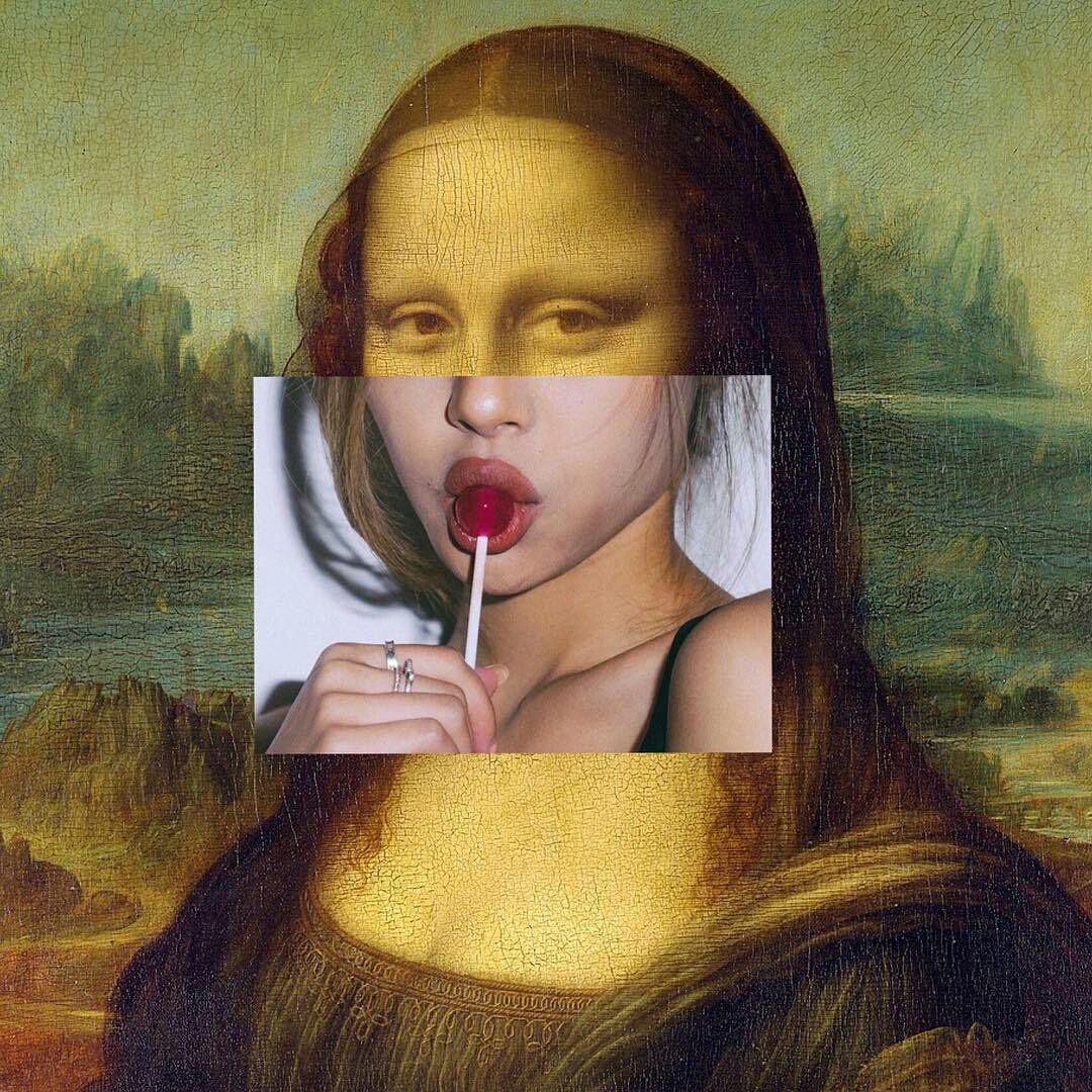 A painting of the mona lisa with her mouth open - Mona Lisa