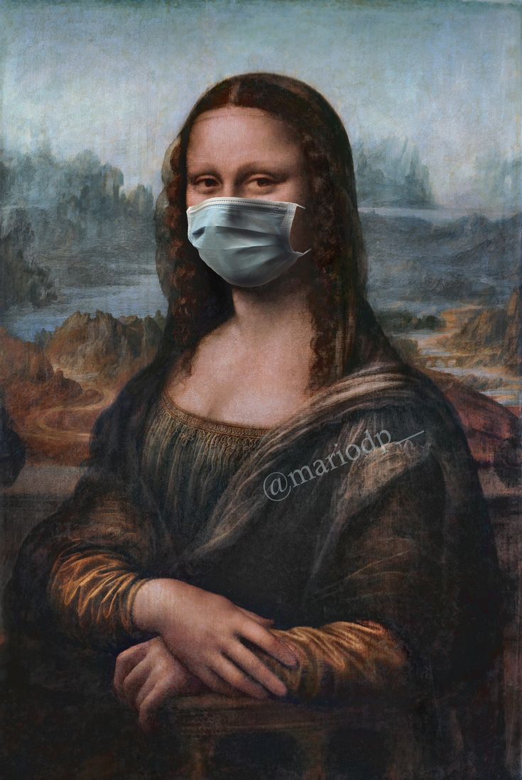 A painting of mona lisa wearing medical mask - Mona Lisa