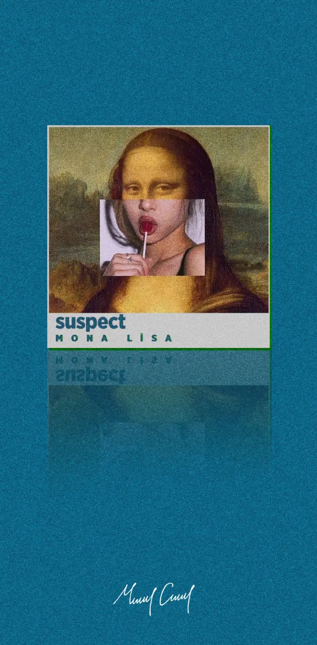 Aesthetic phone background of a painting of Mona Lisa holding a lollipop - Mona Lisa