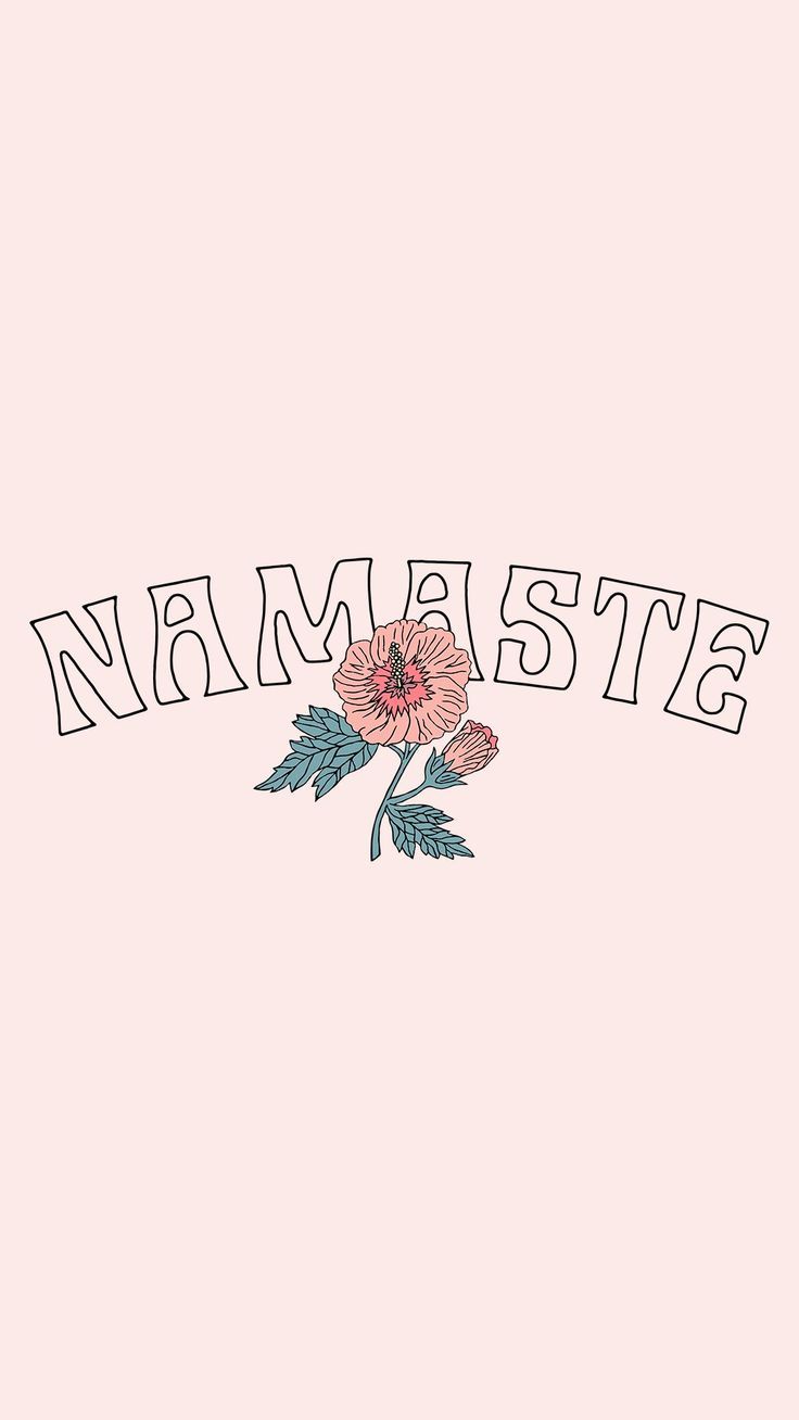 Namaste written in pink with a flower - Peace, spiritual