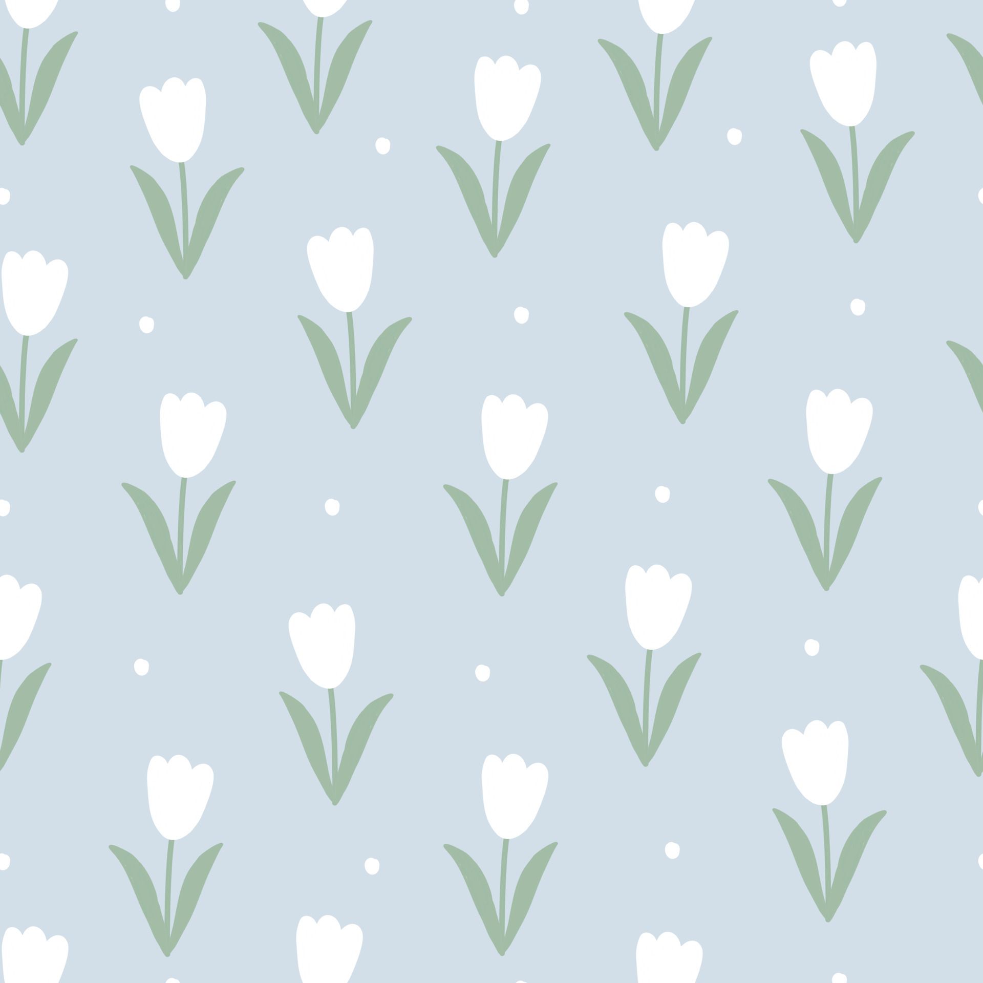 A pattern of white flowers on blue background - Tulip, fashion