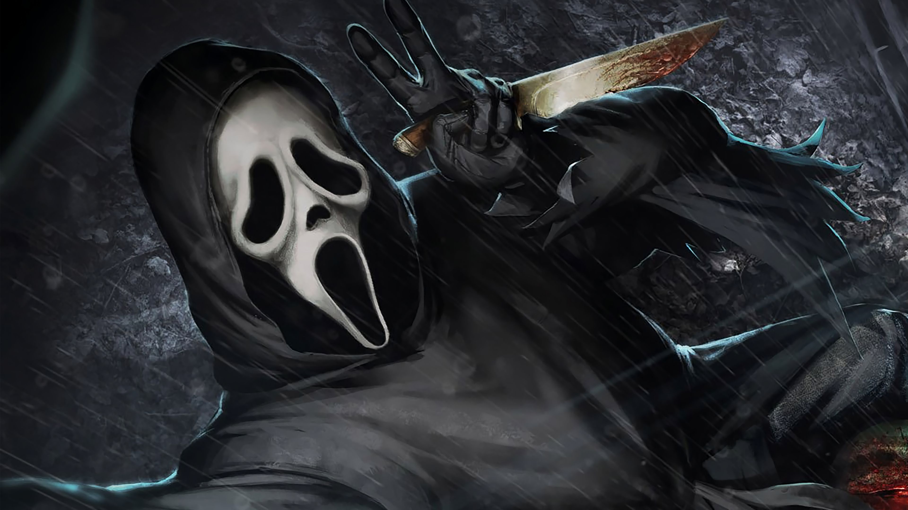 A scary looking man holding an axe - Ghostface