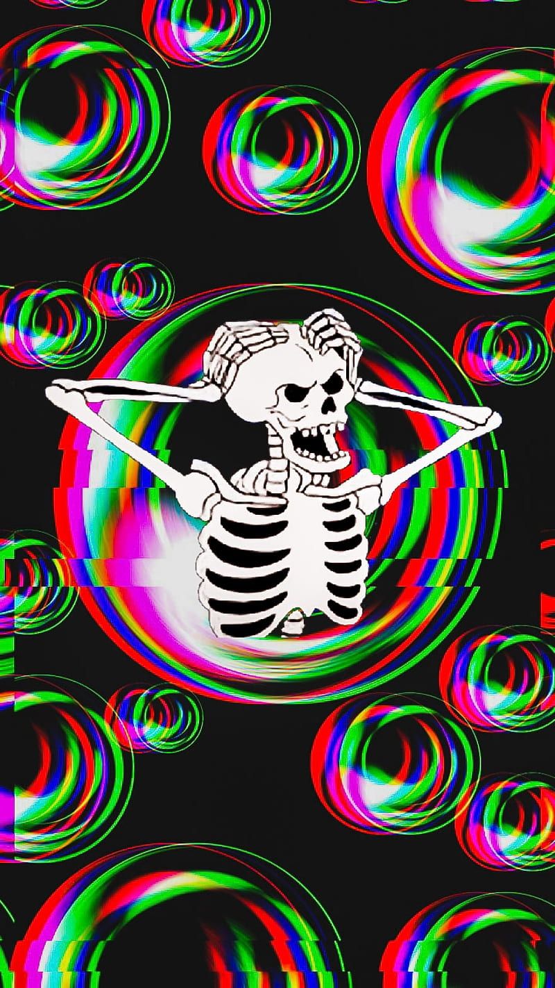 Spooky skeleton, cool, scary, skeleton, spooky, trippy, wavy, HD phone wallpaper