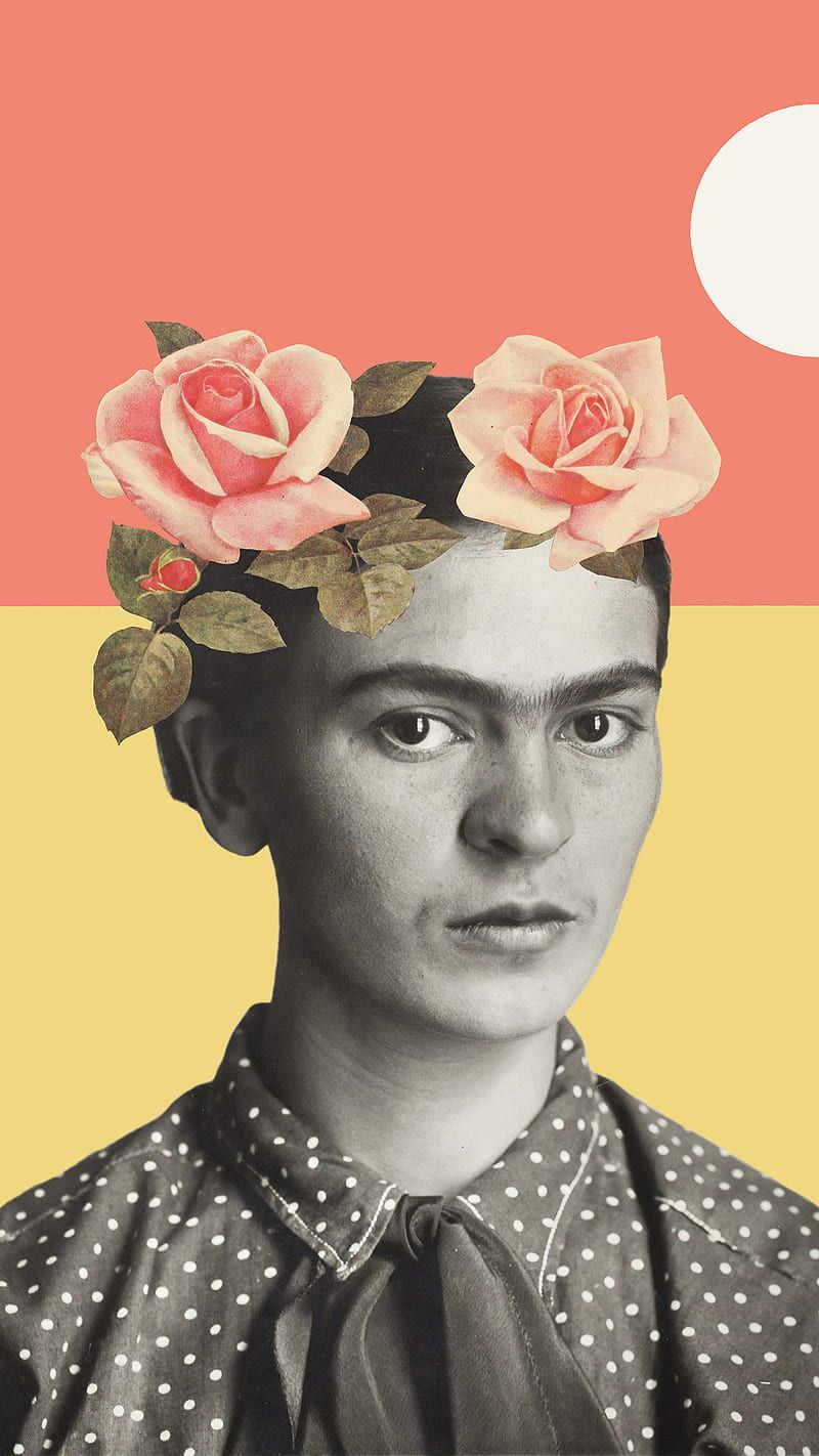Frida Kahlo, the Mexican painter, with roses in her hair. - Frida Kahlo
