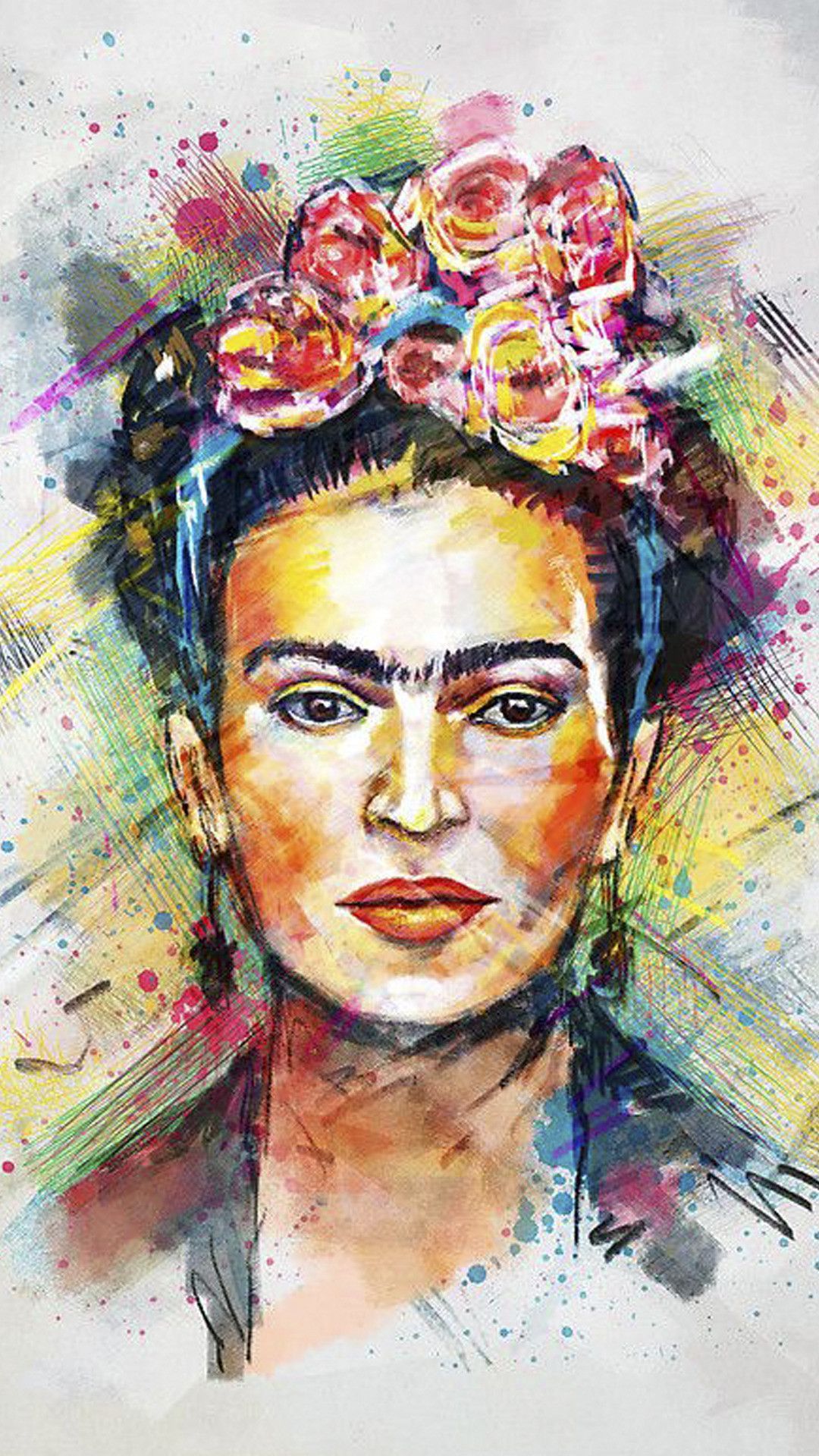IPhone wallpaper with a portrait of Frida Kahlo - Frida Kahlo