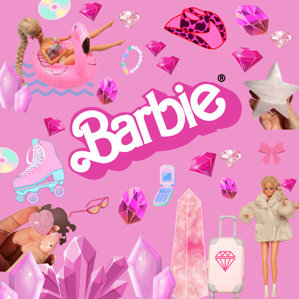 A collage of images of Barbie dolls and their accessories. - Barbie