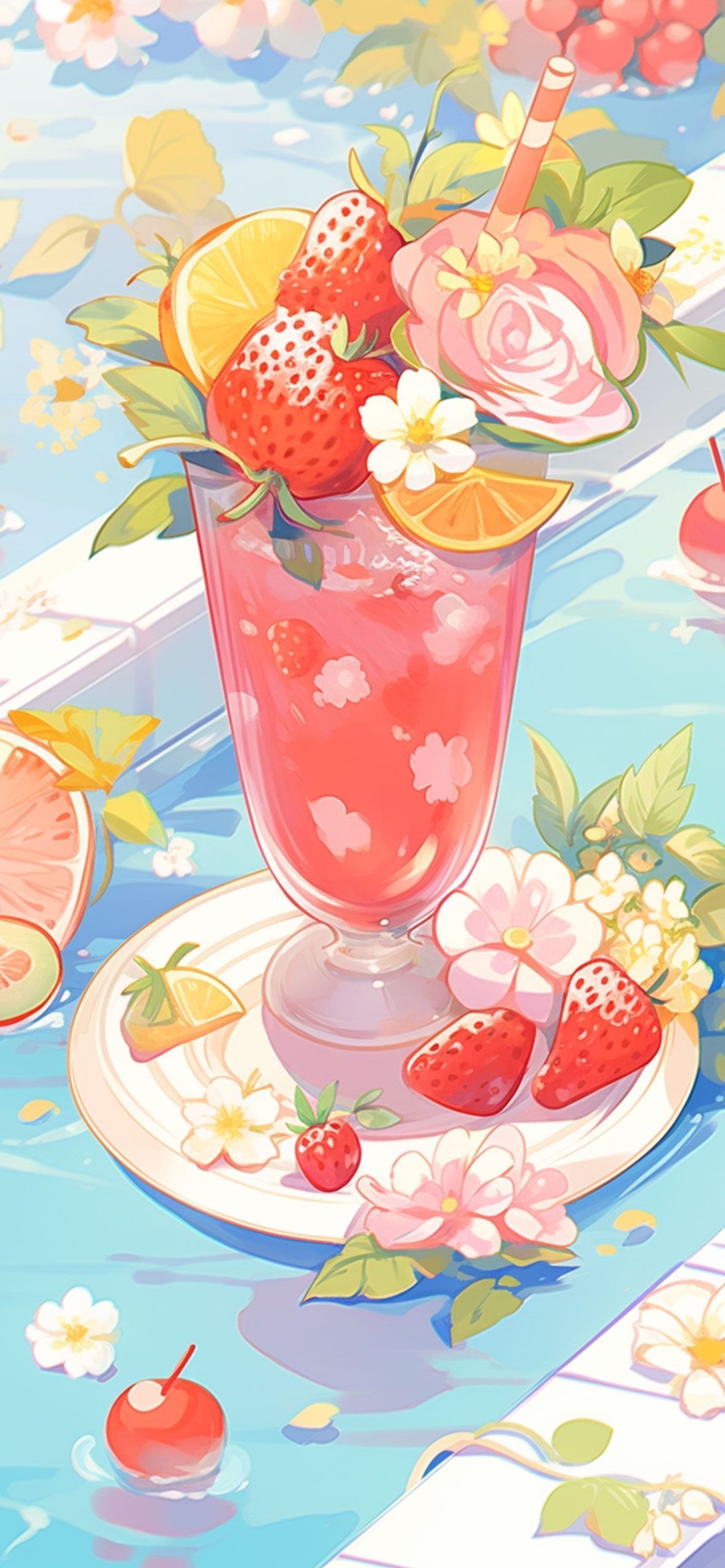 Strawberry Cocktail Summer Wallpaper Summer Wallpaper
