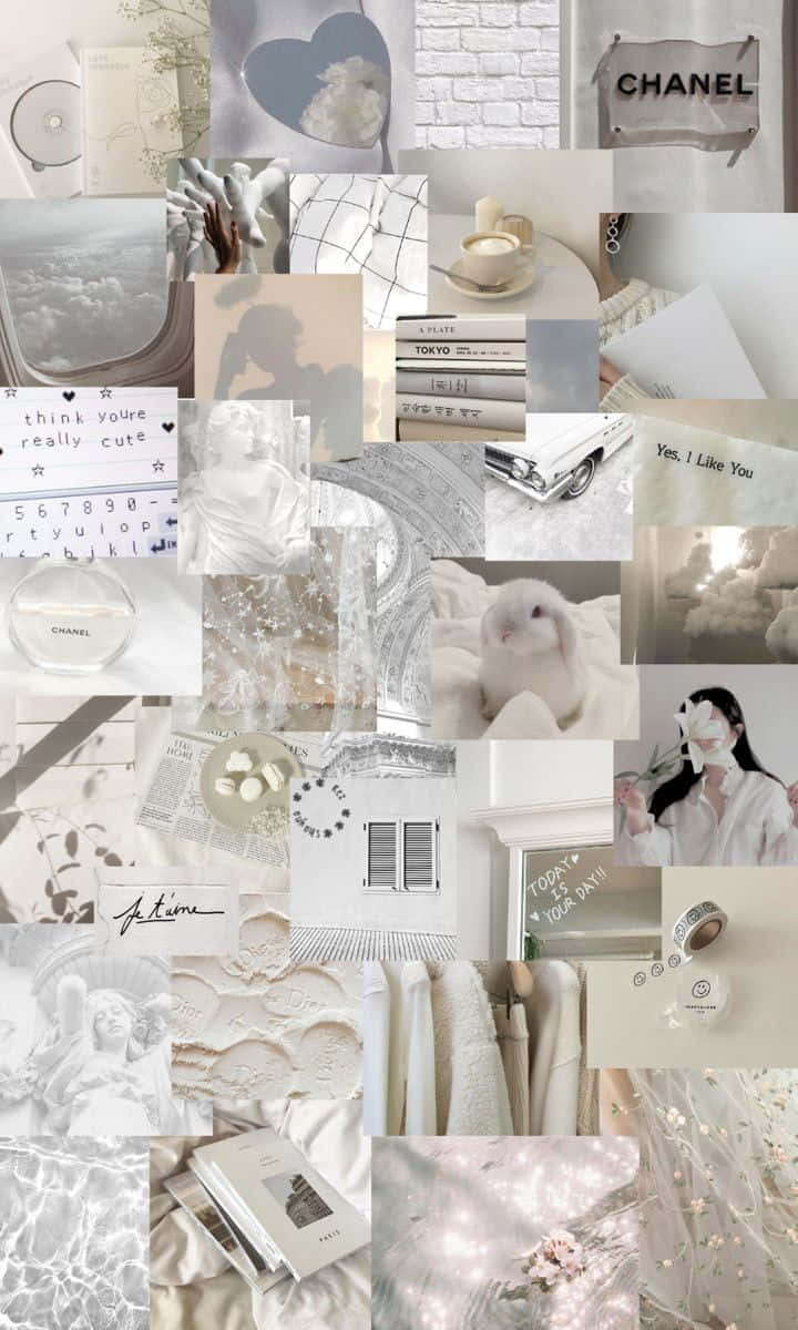 Download A Collage Of Picture Of White And Silver Items Wallpaper
